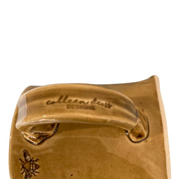 Colleen Deiss Mustard Yellow Slab Built Mug With Bees And Wildflower Design - Picture 6 of 8
